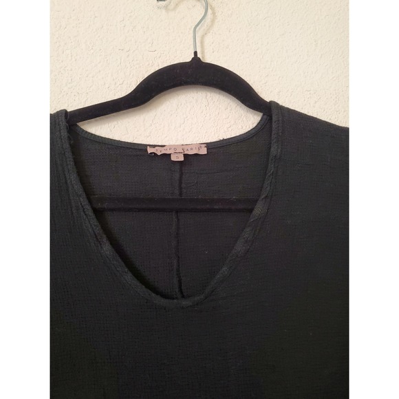 Tempo Paris Black Linen VNeck Dolman Sleeve Top Size S Made in Italy Lagenlook - Picture 5 of 9